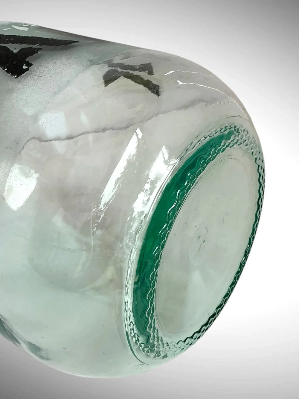 Vintage Glass Bank Jug Bottle Green Tint Primitive Coin Bank